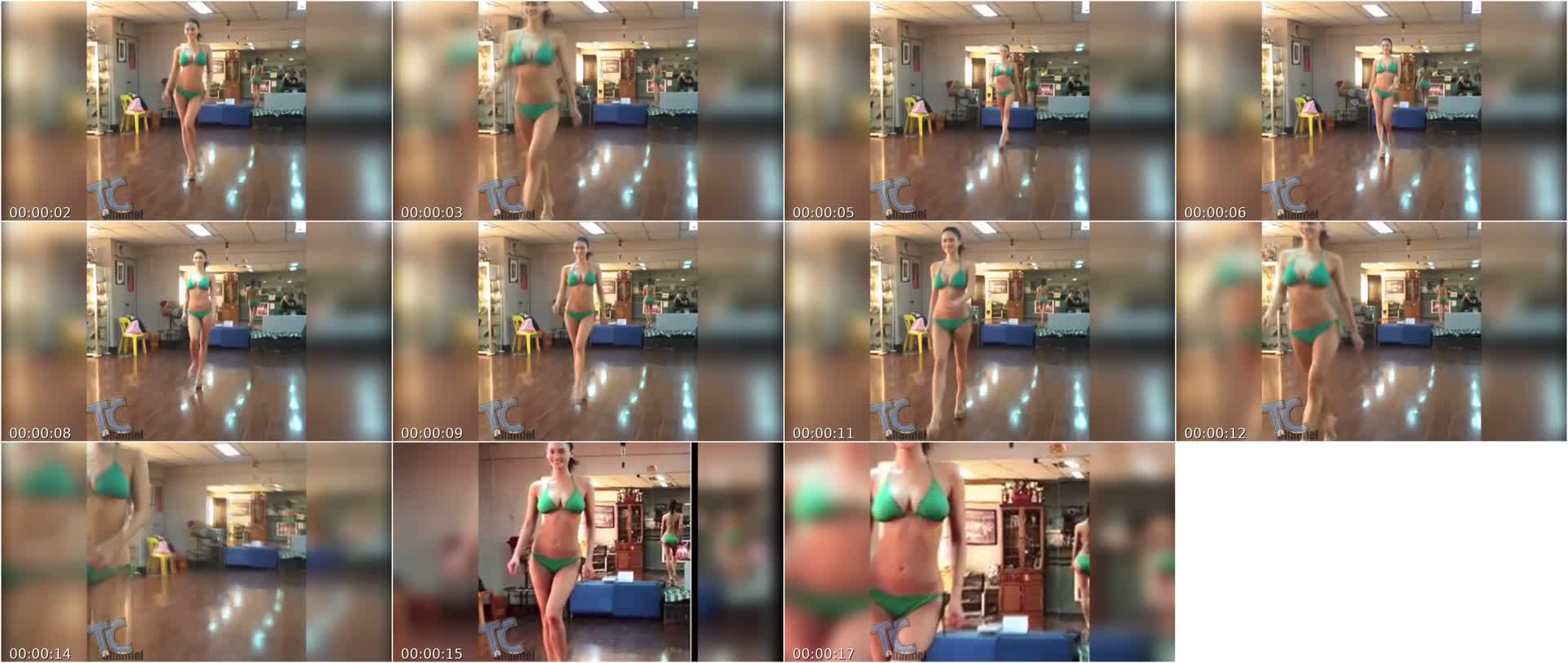 Pia Wurtzbach Practicing Her Walk In Green Two Piece Bikini – Miss Universe 2015 Winner